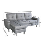 Sarantino Linen Corner Sofa Couch Lounge Chaise with Metal Legs - Grey SOFA-029-LNN-GRY-M