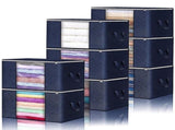Large Navy Blue Quilt Storage Bags, 60x40x35cm, 6-Pack, Durable Non-Woven Fabric LSB-59387