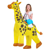Yellow Ride On Giraffe Cartoon Costumes Air Model Inflatable Costume Funny Dress Up Props Halloween V1263-JX-7923