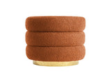 Round Stacked Ottoman Stool Teddy Fleece Fabric Foot Rest 38cm ORANGE V274-FT-STP067-OG