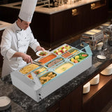 Commercial Food Warmer, 1500W Electric Stainless Steel Steam Food Warmer with Glass Cover, 9-Pan V952-SYSPBWQ913FS5WYYO002V3