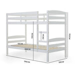 KINGSTON SLUMBER Single Bunk Bed Frame, Solid Pine 2-in-1 Modular Design, White V219-BEDSBBKS01WA