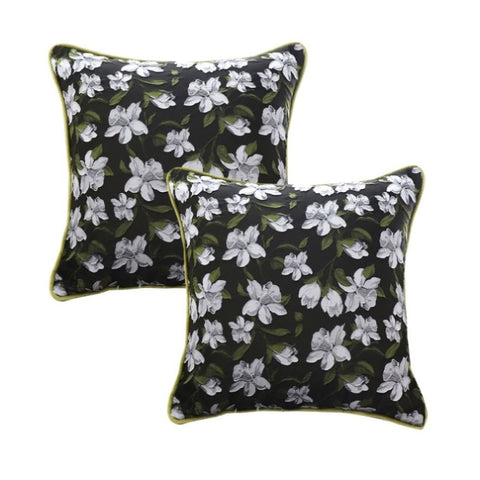 SOGA 2X 45cm Subtle Foliage Green Pillow Subtle Orchid Blossom Square Throw Pillow FRENCHCUSHION256X2