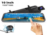 10-Inch Dual Lens Dash Cam Mirror - 1080P FHD Touch Screen Car DVR with Rear Camera, Night Vision & V888-ELOSUNG35863