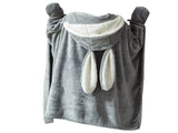Hooded Blanket Wearable Polyester Plush Rabbit Ear Hooded Blanket Throw Soft Warm Blanket for Home V1294-YM0512-3117220259412
