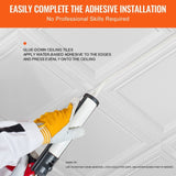 Ceiling Tiles 48-Pack 20 x 20 in Polystyrene Easy Installation Glue-up V952-THBZPSB48J5097TMWV0