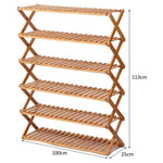 Ekkio Eco-Friendly & Non-Toxic Sturdy 6 Tier Foldable Bamboo Shoe Rack Brown V227-2997402103102