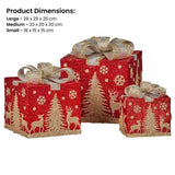 Christabelle Set of 3 Christmas Gift Box Display with LED Lights and Bows Decoration Ornament 112_MHA613
