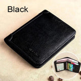 NNEOBA Genuine Leather Retro Business Wallet - Short Card Holder & Coin Purse V728-1005006778432735-BLACK-3-PAGES