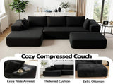 Artiss Modular Bed with Ottoman Sectional Boneless Couches for Living Room Corduroy Compressed SBED-K-CDY-5S-BK-ABC