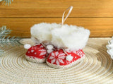 Knitted Christmas Boot Ornaments with Faux Fur Trim - Set of 3 Hanging Decorations V888-ELOSUNG10503