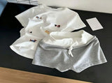 White Tee Gray Shorts Set Size XL Plus Size Two-Tone Pajama Set Christmas Everyday Comfort Gift V1221-XM-LB7445-GM190