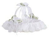 Wedding White Flower Basket Silk Ribbon Decor Elegant Romantic Flower Basket for Wedding Photography V1294-YM0523-220409TW0136