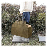 Log Carrier for Firewood Log Storage Holder Canvas Firewood Bag Durable Fire Wood Tote Outdoor V1366-AZ2-W-03946