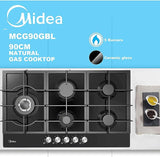 Gas Glass Cooktop 90cm Black V214-MCG90GBL