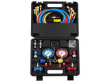 AC Manifold Gauge Set for R134a R404A R1234yf R22 Refrigerant, 4 Way AC Gauge with 1.5m Hoses, V952-JXLMB4TLDSTXOAEMC001V0