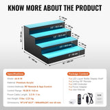 VEVOR LED Lighted Liquor Bottle Display Bar Shelf RF & App Control 406 mm 4-Step V952-ZTXLEDJPZSJ4YKGNLV3