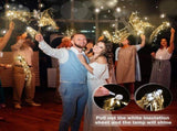 Lighted Wedding Wands Send off, LED Ribbon Stick with Shiny Foil Tinsel Glitter Hand Light up V1366-AZ2-W-18459