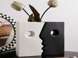 Ceramic Set of 2 Modern Black and White Vases for Home Decor V178-35882