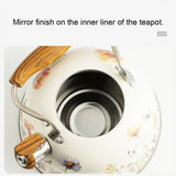 Flower Pattern Whistling Kettle, Vintage Stove Top Tea Pot With Anti Hot Handle for Gas Hob and V1237-MS-724-128