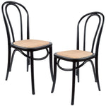 Azalea Arched Back Dining Chair 2 Set Solid Elm Timber Wood Rattan Seat - Black V315-VOD-WYAT-03-2PC-KIT