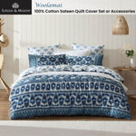 Logan and Mason 250TC Woolamai Blue Cotton Sateen Quilt Cover Set Super King V442-LED-QUILTCS-WOOLAMAI-BLUE-SK