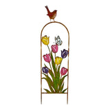 Arched Garden Stake w Coloured Flowers 94cm V637-71313STK