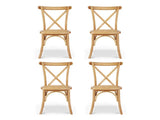 Artiss 4x Dining Chairs Rattan Wooden Kitchen Accent Chair Cafe Lounge Rubber Wood DINC-G-RA-NTX4
