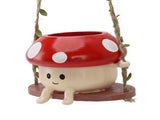 Mushroom Flower Pot Swing Face Planter Succulent Plant Pot Ornament for Wall Ceiling Shelf V1294-YM0901-3111250014211
