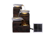 Gardeon Solar Fountain 4 Levels Cascading Bowl Water Feature 75cm Brown FOUNT-BOWL-4LVL-GY