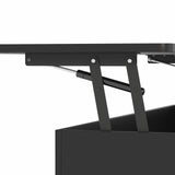 LED Lift Top Coffee Table in Black with 2-Tier Design and Drawers for Living Room V178-59307