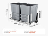 Pull-Out Trash Can, 27 QT x2 Double Under Mount Kitchen Waste Container, Heavy Duty Garbage V952-CFLJTDTHSST5PSCNSV0