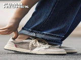 Embroidered Skate Shoes Floral Sneakers Canvas Skateboarding Shoes Handcrafted - Khaki - Size V1102-M-SHOE-89359-KHAK-9AU9EU42