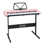 Alpha 61 Keys Electronic Piano Keyboard Digital Electric w/ Stand Lighted Pink EK-KL-97-PK-H