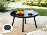 Gardeon 3PC Outdoor Bistro Set Patio Furniture Table and Chairs Steel Dining Chair ODF-BISTRO-CSL-GE