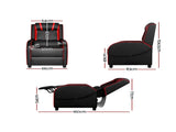 Artiss Recliner Chair Gaming Chair Leather Black Serik RECLINER-A10-GAME-BK-RD
