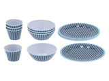 12Pcs/Set Tableware Set Dark Blue Grid Melamine Cup Bowl Plate for Home Restaurant Kitchen V1294-YM0901-3118210179311