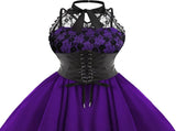 Sleeveless Gothic Lace Dress for Women 80s Party Dress Corset Halter Lace Swing Cocktail Purple XXL V1188-CE-A41-00223-8