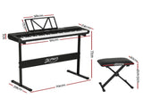 Alpha 61 Keys Electronic Piano Keyboard Digital Electric w/ Stand Stool Touch EK-JK-62-BK-H-B01