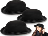 3 Pack Bowler Hat, 23" C Black Derby Felt Bolivian Costume Hat Accessories, Victorian Dress Up for V1259-DP01-A-852