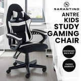 Sarantino Antre Kids Study Gaming Chair Black White Computer Seat Adjustable Height Ergonomic S CH-MLM-691-BKWH