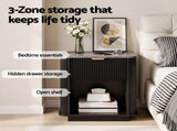 Artiss Bedside Table with 1 Drawer Side Table Black Nightstand FUR-Z-BS-05-BK