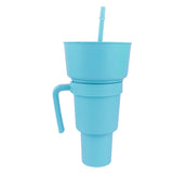 2 In 1 Snack Drink Cup with Straw Large Opening Plastic Beverage Cup Top Snack Bowl for Movie V1294-YM0901-3118230165612