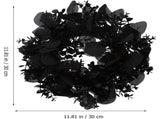 Black Artificial Silk Flower Eucalyptus Leaf Wreath for Holiday Home Front Door Decor V1370-AZ4-11392