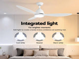 Devanti 48" Ceiling Fan with LED Light Remote Control DC Motor White CF-C-48-3B-HSG-WH