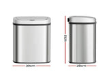 Devanti 50L Sensor Bin Motion Rubbish Automatic Silver SB-D-50-SS