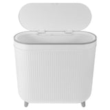 White Plastic Trash Can, Slim, Space-Saving, Lidded, Silent Operation, for Home V1369-AZ3-W-22811
