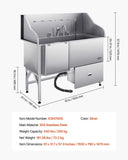 155 cm Dog Grooming Bath Tub Stainless Steel w Ramp Water Filter Left V952-BXGCWYG61CPDA9RVTV0