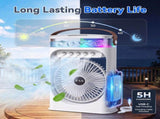 Portable Misting Camping Fan with Water Tank and LED Light, Rechargeable Battery Powered Fan for V1189-LC-AMZ-00096