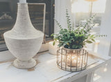 Brushed White Urn w Linear Handle 44cm V637-19733URN